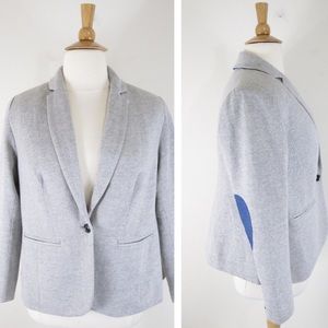 Eloquii Plus Size Gray Blue Elbow Patch Blazer